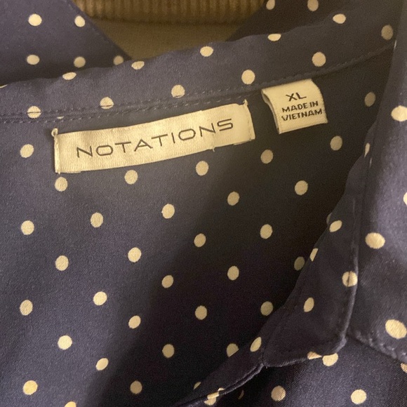 XL Notations Navy and Whiteye button up blouse - Picture 2 of 4